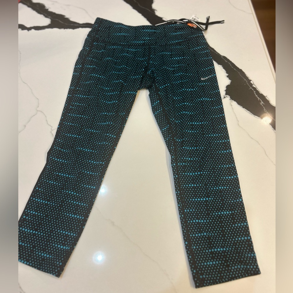 Nike Black and Teal Dotted Leggings